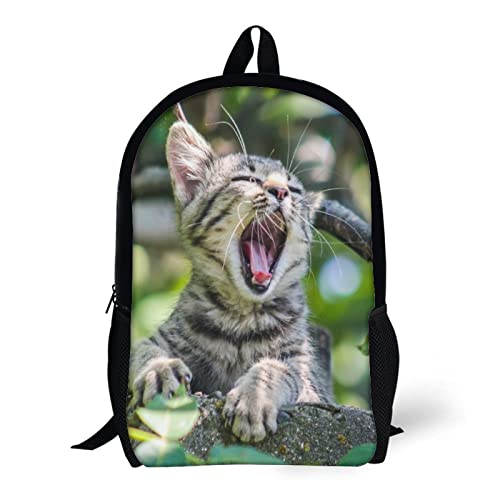 Sac à dos grande capacité 17 pouces imprimé 3D chat résistant - 5