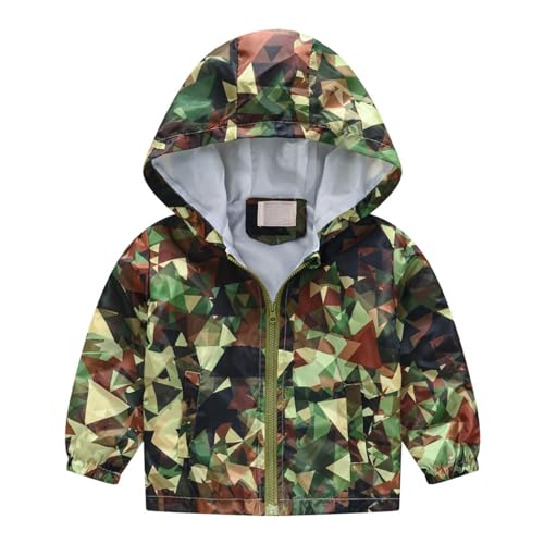 Boys Girls Waterproof Jacket Fashion Rainproof Windbreaker Hoodie Kids Long Sleeve Zip Up Multi Patterns Thin Coat