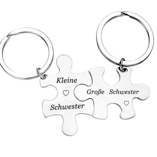 Tecreo Schwester Geschenke Schlüsselanhänger für Große Schwester Kleine Schwester Schwägerin von Schwester Lustiges Geburtstag für Mädchen, Frauen BFF bester Freund Geburtstag Geschenk