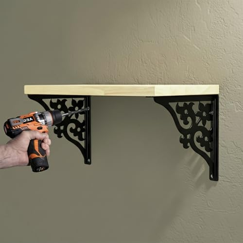 Image of Spillbox Wooden Pooja Home Temple|White Metal Shelf |Wall Mountable|Easy Screw Assembly|Home Temple for Puja Room |Pooja Stand | Mandir-Triple Floral (Large Black)