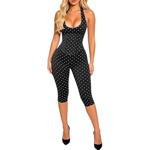 Mono deportivo de lunares para mujer bodycon ajustado de una pieza