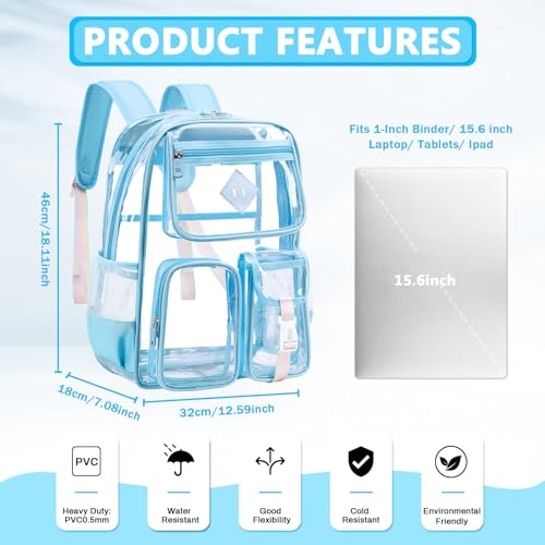 Image of PIG PIG GIRL Clear Backpack for School,Heavy Duty PVC Transparent Bookbag for Girls Stadium Approved See Through Backpack