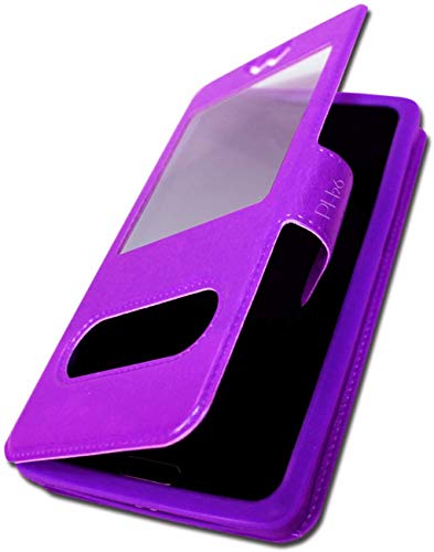 Etui Housse Folio pour HTC Wildfire E2 Extra Slim X 2 Fenêtres en éco Cuir de qualité avec...