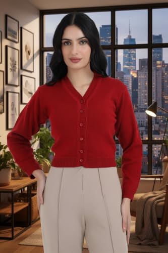 Image of Women Winter Wear V-Neck Full Sleeves Regular Fit Woollen Blouse