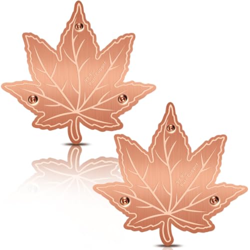 2-Pack Bird Bath Copper Disk,Bird Bath Purification Disk 0.6mm Reinforced 99.99% Pure Copper Cleaning Disk with 3-Point Support,Fits Outdoor Birdbath & Bowl,Provide Safe Clean Water,Maple Leaf