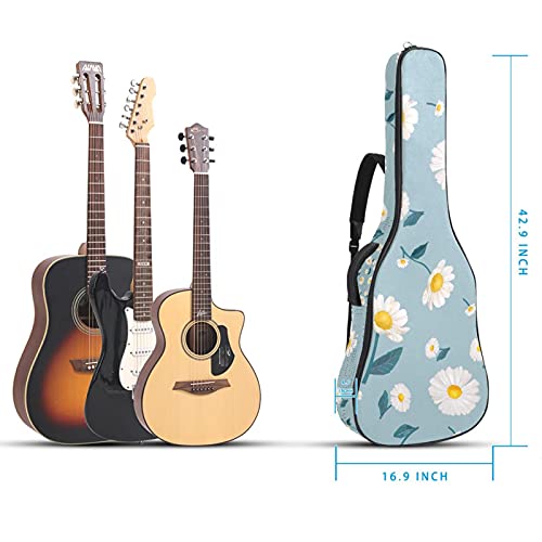 Sac à dos guitare motif marguerites avec sangles ajustables confortables