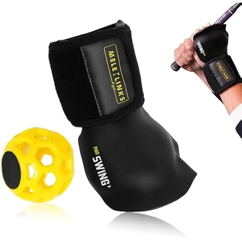 KSIEE Golf Swing Trainer, Golf Training Aid with Training Aid Ball, Improve Your Golf Swing Technique The Golf Wrist Training Aid, Golf Grip Trainer for Beginners and Pros Golfer (Yellow) Cover