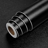 LaCheery Papier Adhesif pour Meuble Noir INOX Brossé en Effet Métal Autocollant Frigo 40cm x 200cm Brillant Film Adhesif Noir Cuisine Vinyle Credence Adhesive pour Réfrigérateur Lave Vaisselle Table