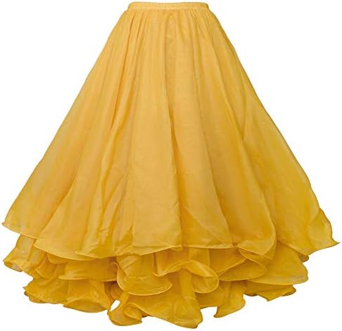 BellyLady Belly Dance Skirt Halloween Tribal Chiffon Tiered Maxi Full Skirt-Yellow