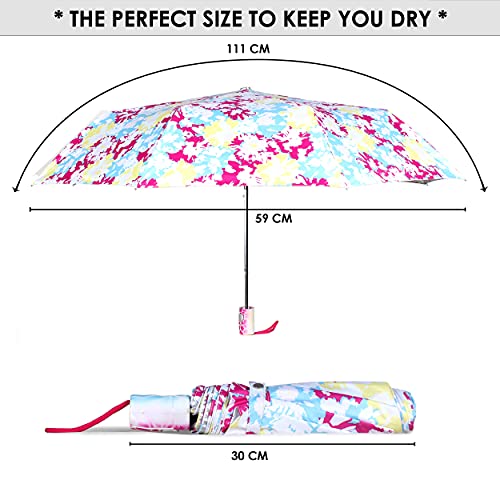 Image of THE CLOWNFISH Umbrella 3 Fold Auto Open Waterproof Pongee Double Coated Silver Lined Umbrellas For Men and Women