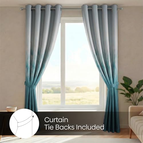Image of haus & kinder Blackout Door Curtains 7 Feet Long Pack of 2 Door Curtains, 7 Feet Curtains for Door, 80% Room Darkening (Turquoise, 114x213 CM)