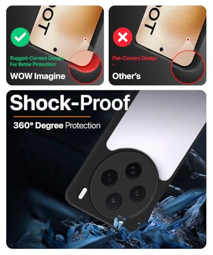 Image of WOW IMAGINE Shockproof Hybrid Back Cover for Vivo X200T 5G | Hard Slim fit Back Case | PC & TPU | Clear Transparent Case - Black