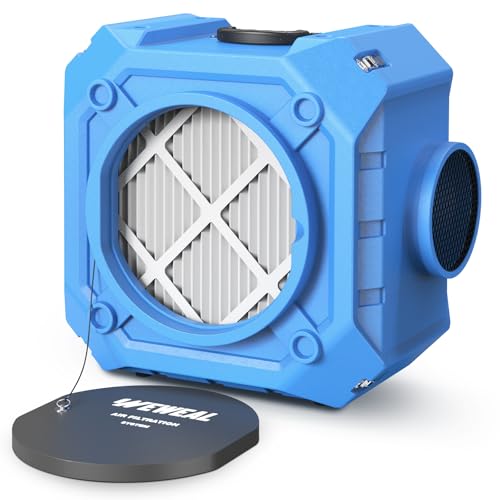 Commercial HEPA Air Scrubber – 3-Stage Filtration with MERV-10 & Carbon Filters – Stackable Negative Air Machine for Industrial, Construction & Home Use,blue