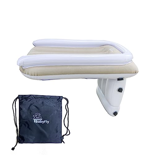 Babyfly Inflatable Airplane Bed For Toddler Travel Baby Travel Bed Infant Airplane Bed Fits Most Airplane Economy Seats For Convenient Toddler Travel, White And Tan #TOP6