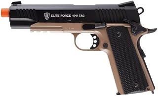 Elite Force 1911 Blowback 6mm BB Pistol Airsoft Gun, 1911 TAC, FDE/Black