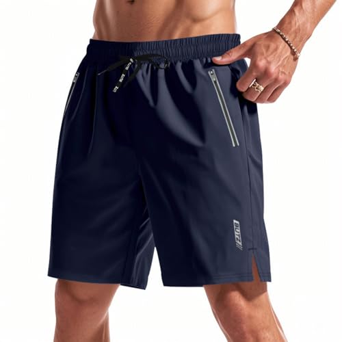 Men's 5 Inch Athletic Shorts with Functional Zipper Pockets, Quick