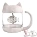 BigNoseDeer Cat Tea Cup Cute Mug Glass Pot with Fish Infuser for Loose Leaf Tea (White 8oz)