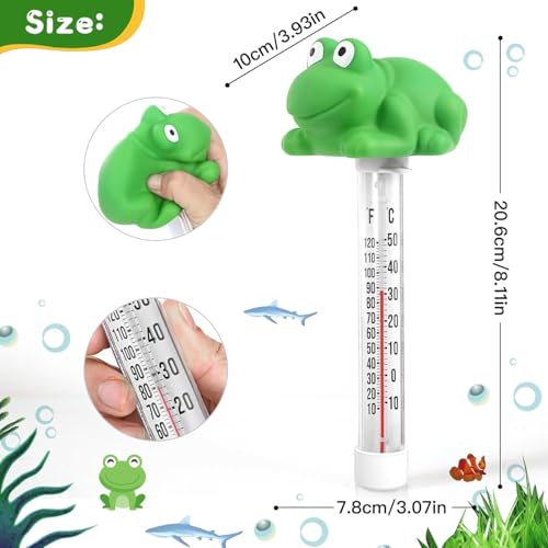 Image of Floating Pool Thermometer, Large Display with String Easy to Read, Shatter Resistant, Water Temperature Thermometer for Outdoor & Indoor Swimming Pools, Spas, Hot Tubs,Ice Bath & Aquariums (Frog)