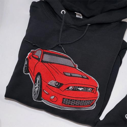 Custom Car Embroidered Sweatshirt Design Your Own, Customized Outline Hoodies Gifts for Boyfriend, Personalized Embroidered Cars Outline Sweatshirt, Custom Gift for Car Lovers Multicolor2