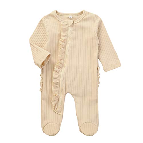 Image of Kuriozud Newborn Baby Girl Boy Footie Romper One Piece Jumpsuit Sleeper Infant Clothes