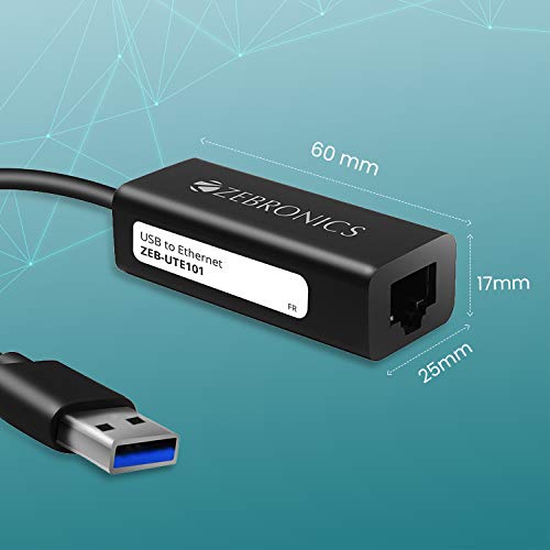 Zebronics ZebUTE101 USB to RJ45 LAN Adapter, As much as 1000 Mbps, for Home windows