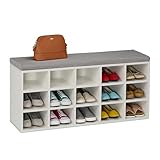 Relaxdays Banco Zapatero Asiento, 20% Poliéster