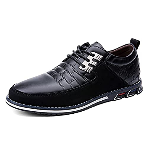 Chaussures en Cuir décontractées pour Hommes British Lace Up Business Mocassins Classiques Oxford Confortable Respirant Conduite Bureau Mocassin de Marche(Noir,43 EU Cover