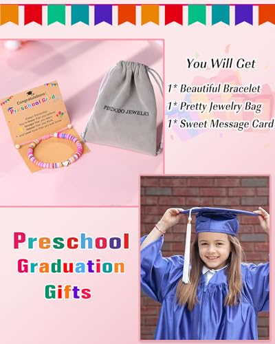 PINKDODO Kindergarten Preschool Graduation Gifts for Girls Class of 2025 Bracelet Kindergarten Pre K Graduation for Daughter Granddaughter Niece 5