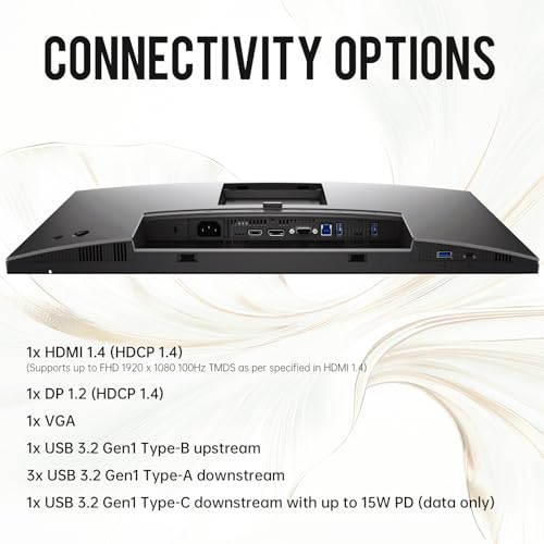 Image of FKA P2725H Monitor - 27 Inch, Full HD 1080p (1920 x 1080), 16:9 IPS, Computer Monitor Screen with DisplayPort, Type-C, and USB-C Cables - 1 Pack (New)