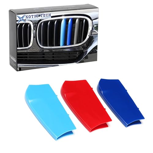 Image of x xotic tech Iconic 3-color Tri Grille Insert Trims Strips, Front Center Kidney Grilles Compatible with BMW X6 F16 2017 2018 2019 (7 Standard Grill Beam Bars)
