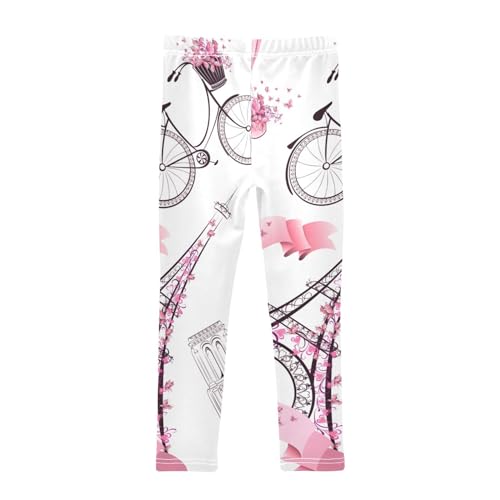 Girls' Leggings Girls Stretch Leggings Paris Eiffel Tower Theme Children's Yoga Pants Clothes Kids Dance Tights Place3