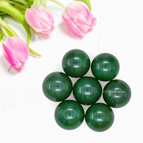 Image of Certified Dark Green Aventurine Crystal Ball for Meditation - Premium Crystal Vastu Items for Home and Feng Shui Items for Good Luck - Ideal for Pooja Supplies and Spiritual Practices (1 Inch)