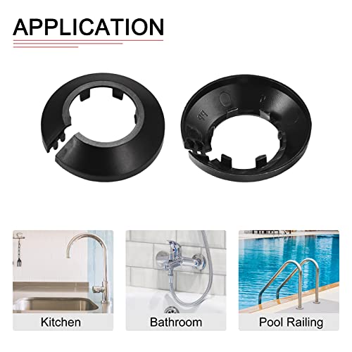 DTGN 63x15mm(DxT) Pipe Cover Decoration - 10Pack - Good for Bathroom Kitchen 32mm Dia Pipe - PP Plastic Escutcheon - Black - Image 4