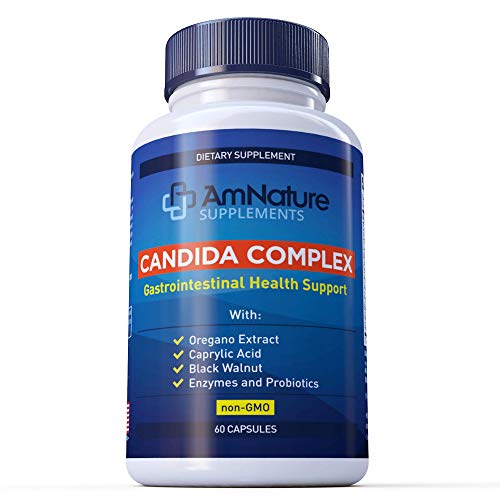 Acidophilus Candida Complex (Non-GMO) with Probiotics and Enzymes Natural Gastrointestinal Health Support with Caprylic Acid, Oregano Oil & Black Walnut, 60 Capsules