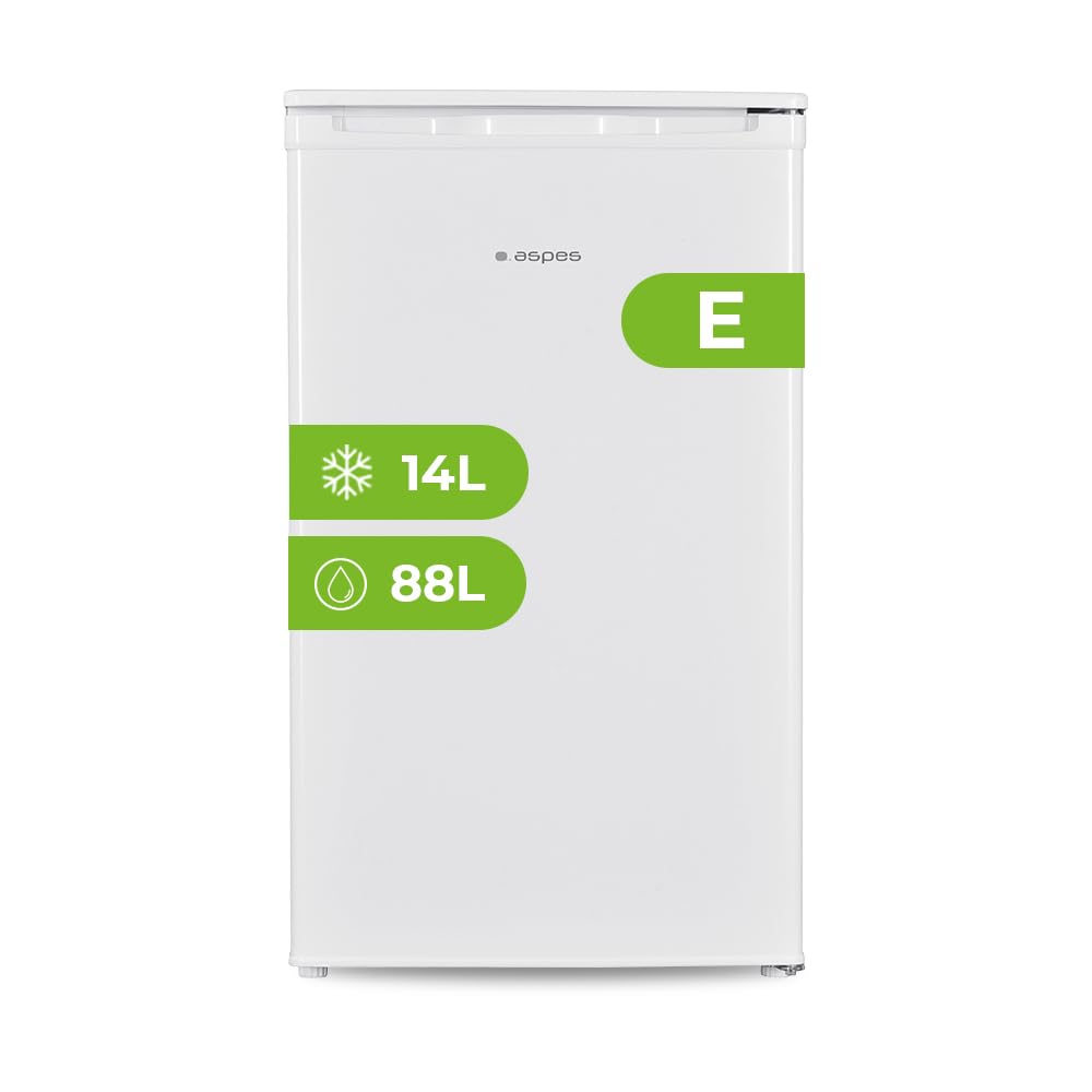 Aspes Refrigerador Blanco, 1 Puerta. AR84502EC, Capacidad 102 Litros, Cíclica, Bajo Nivel Sonoro, Puerta Reversible, Apertura Tipo Uñero, Clasificación Energética E