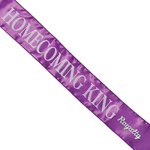 Anderson's Purple and White Homecoming Queen Sash with Silver Royalty Pin, Homecoming Sashes For High School Dance King, Queen, Homecoming Court