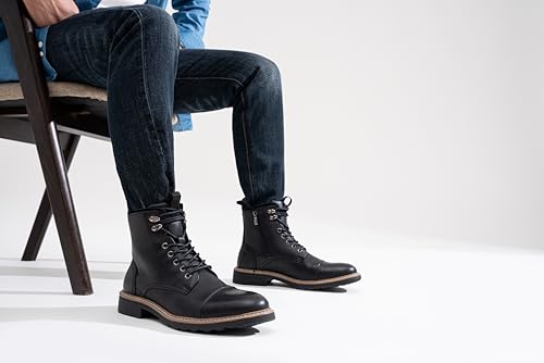 Image of Vostey Mens Boots Motorcycle Casual Boots for Men Zipper Fashion Chukka Boots Mens