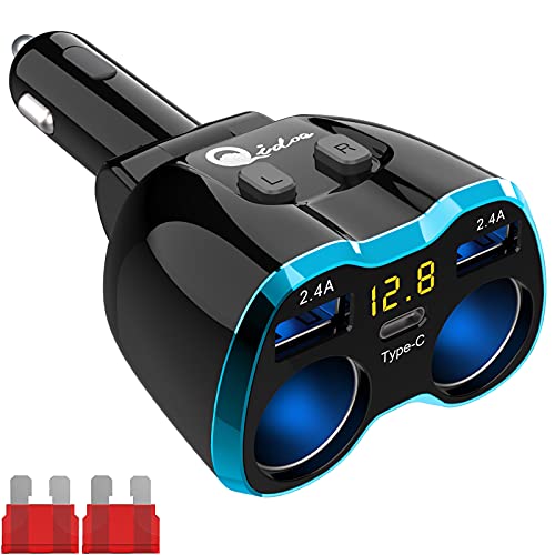 Allume Cigare USB Adaptateur 2-Prise, Prise De Voiture 3 Ports Chargeur De Voiture Type C Multi Prise De Courant 12V/24V 80W Adaptateur avec Affichage LED De...