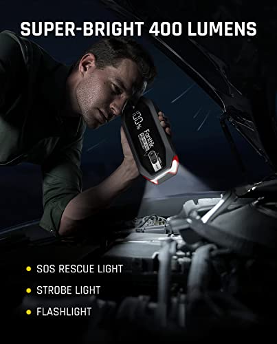 Fanttik T8 MAX 3000 Amp Jump Starter, 100W Two-Way Fast Charging, for Up to 10.0L Gas and 8.0L Diesel Engines, Digital Screen, 12V Car Battery Booster Standard Package-Gray