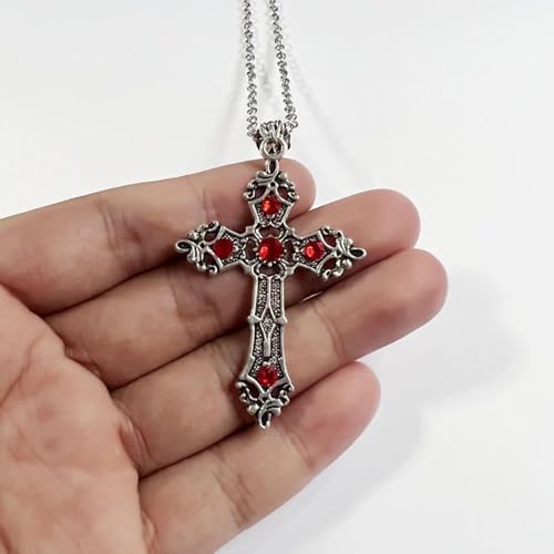 Gothic Necklace Gothic Dark Cross Necklace Pointed Dagger Cross Necklace Choker Vintage Vampire Black Cross Pendant Necklace Punk Style Halloween Christmas Jewelry Gifts for Men and Women4