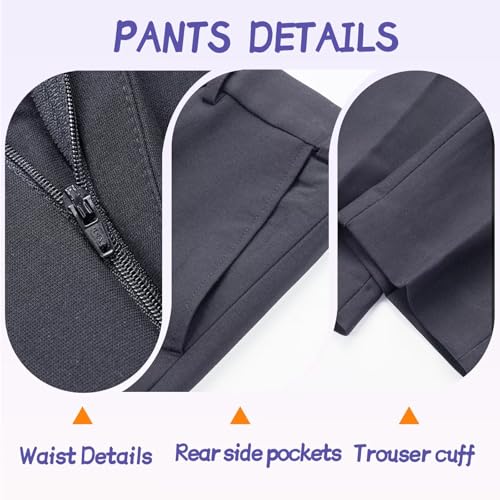 Men's Double Breasted Suit Set 2 Pieces Wedding Prom Dinner Tuxedo with Dress Shirt Jacket Pants Set with Black Striped Tie3