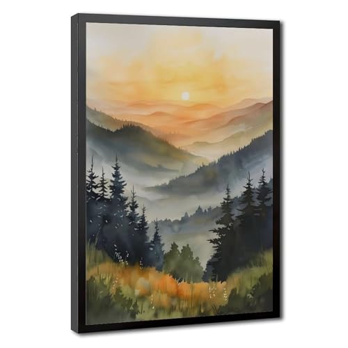 Tableau sur toile montagnes brumeuses de grand format pour une décoration chic