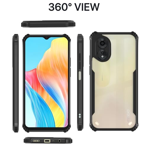 Image of Pikkme Oppo A38 4G / Oppo A18 4G Back Cover | Crystal Clear Transparent Back | Ultra Hyrbid | Full Camera Protection | Raised Edge | Bumper Back Case (Black)