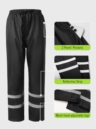 image for SaphiRose Men&Women Rain Suit High Visibility Reflective Work Rain Jac
