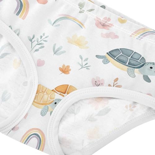 Wusikd Cute Turtles Girls' Underwear Cotton Rainbow Girls Briefs Soft Toddler Underwear 2T4