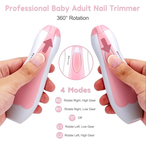 Image of Baby Nail Trimmer Electric Nail Drill Professional Portable, Safe Baby Nail File,Babys Nail Clippers with Light &6 Grinding Pads for Newborn Toddler Toes & Fingernails, Kids Nails Care (Pink, Medium)