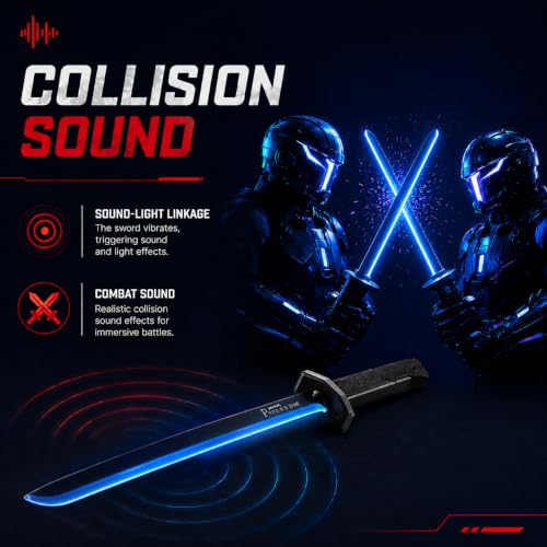 Image of Tinsley Cyberpunk LED Spark Katana Sword with Sound & Fog, Type-C Rechargeable, 7-Color Light Up Glowing Neon Blade, Hit Sensor Katana Toy for Kids & Adults, Cosplay
