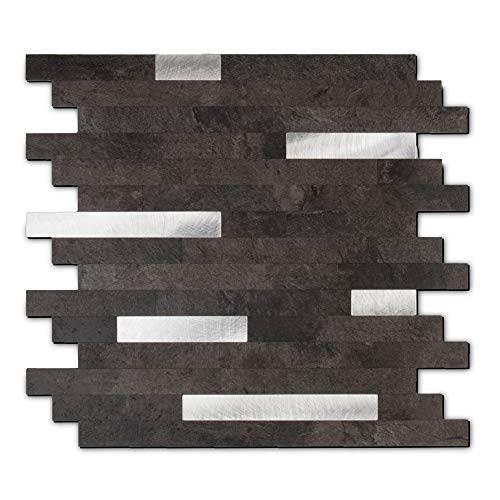 Fliesenspiegel zum Aufkleben, Stein-Metallfliesen, 30,5 x 30,5 cm Cover