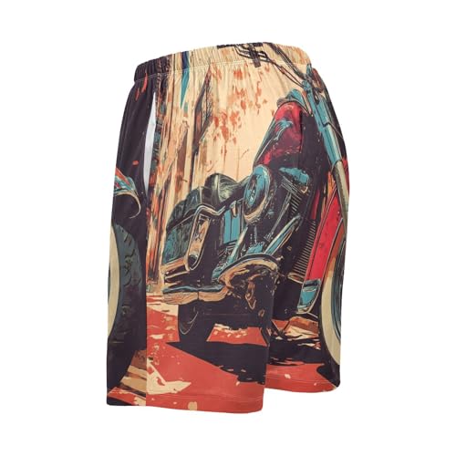 Men's Short Pajama Bottoms Graffiti City Motorcycle Home Casual Sleep Pants2