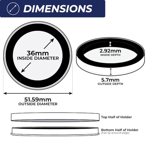Black Cap Tube y 20 Porta Monedas Negros 36mm para 1/2oz Plata miniatura 3